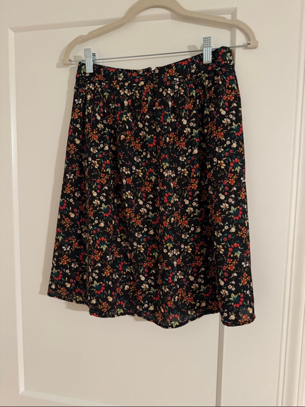 J. Crew Black Floral A-Line Skirt